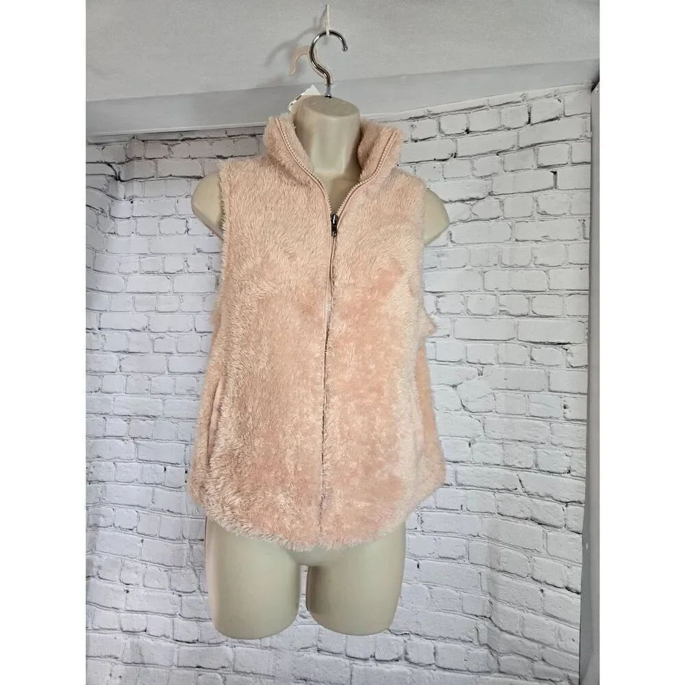 Forever 21 Womens Size Medium Dusty Rose Faux Fur Vest